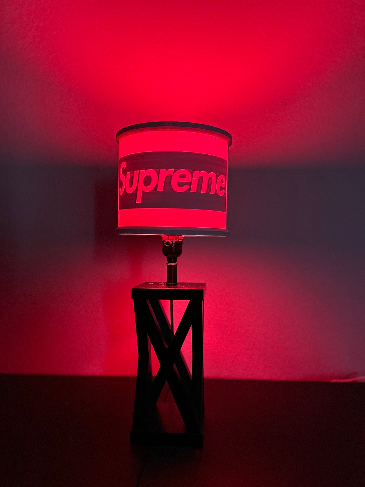 Supreme inspired streetwear custom 3D-printed lampshade by Dream Layer Studios (image 1 of 2)