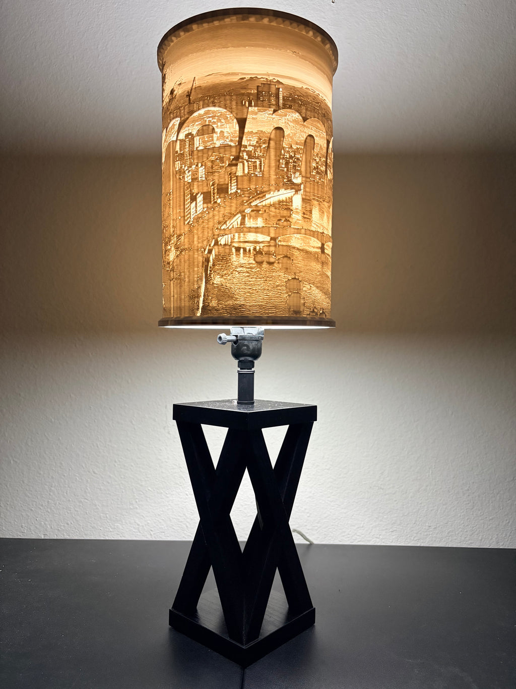Downtown cityscape streetwear custom 3D-printed lampshade by Dream Layer Studios (image 3 of 4)