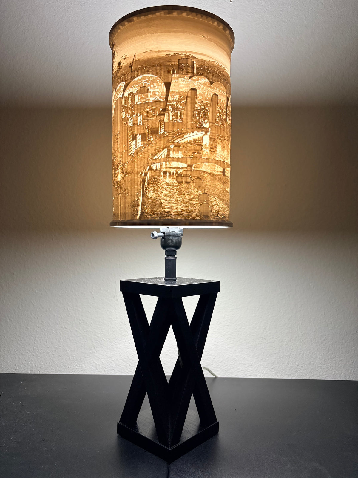 Downtown cityscape streetwear custom 3D-printed lampshade by Dream Layer Studios (image 3 of 4)